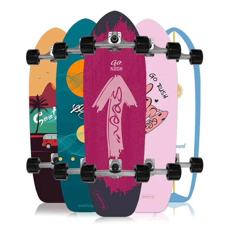 Professional Land Surfboard 32 Inch CX4 PU Bridge Steering Truck Freestyle Skateboard No-Push Surf Skate for Adults Kids
