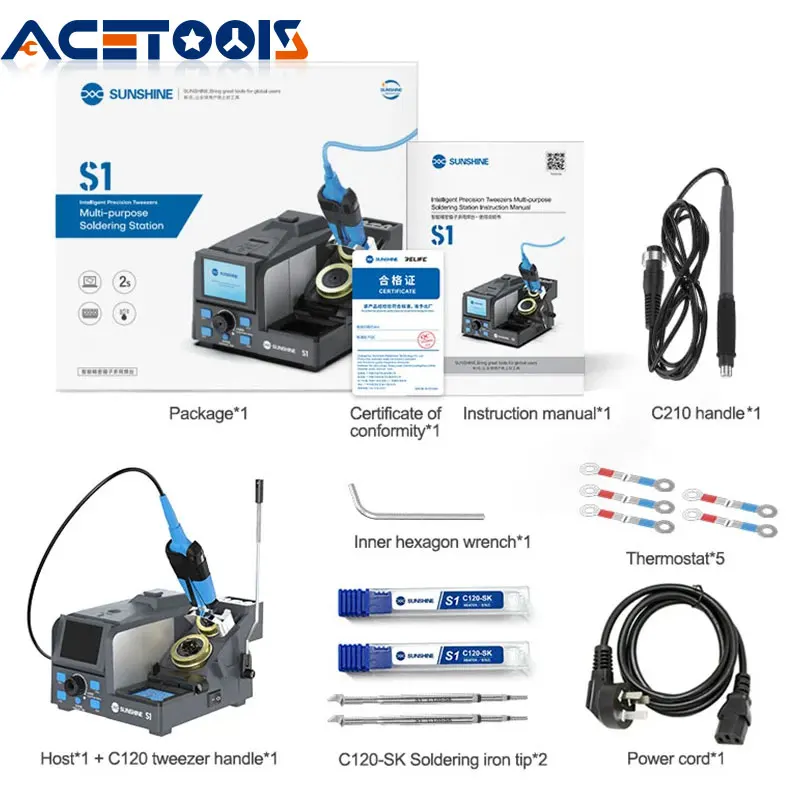 SUNSHINE S1 Intelligent Soldering Station Four-stage Storage Phone Repair Precision Tweezers Multi-purpose Soldering Station