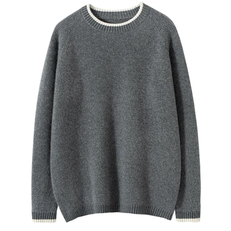 2024 new autumn and winter 35% cashmere, men's cashmere sweater, round neck, casual, warm, fashionable cashmere sweater