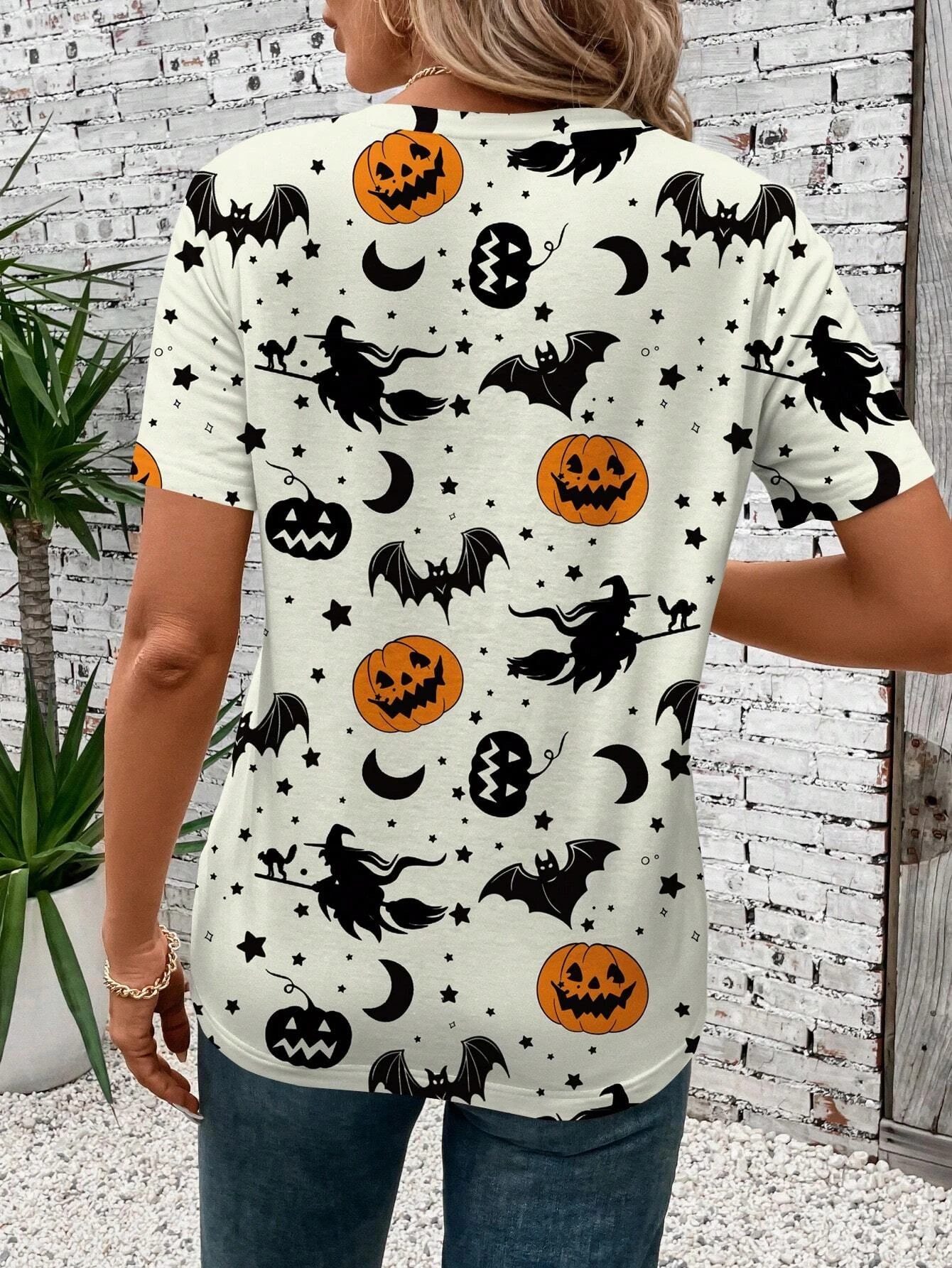 最新ゴーストパンプキングラフィック女性服半袖 Tシャツハロウィンコスチュームヒップホップストリート Y2k レディース服トップ Tシャツ