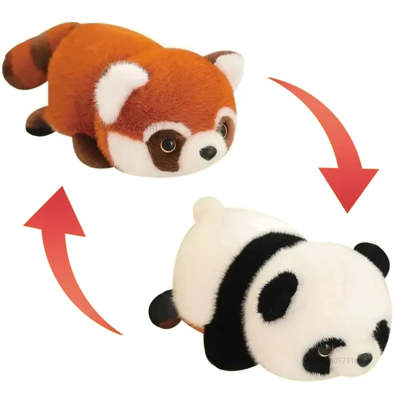 

New Flip Panda Plush Toy Kawaii Turn Panda Into Ailurus Fulgens Doll Children Stuffed Reversible Animal Pillow Doll Toy for Kids