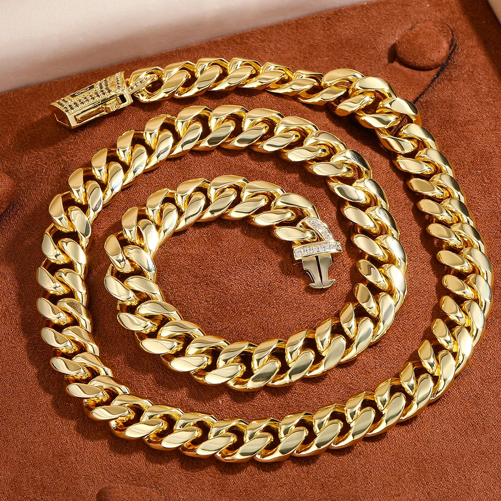 

14 мм кубинская цепочка Майами в стиле хип-хоп, ожерелье из нержавеющей стали, изысканные ювелирные изделия, роскошное колье, подарок для мужчин и женщин, рэпер, рок