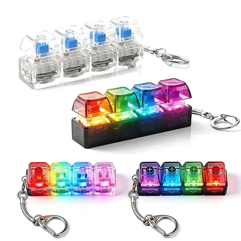 

1-10PCS Light Up Keyboard Keychain Stress Relief Clickable LED Button Toy for People with Anxiety Office Desk Accessory
