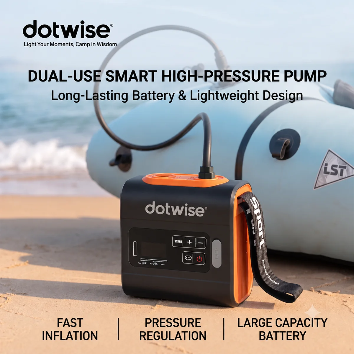 Dotwise 22PSI Electric SUP Inflator/Deflator Pump,Portable Air Pump for Air Paddle Boards,Kayaks,Air Tent,Air Mat,Boats,Pool