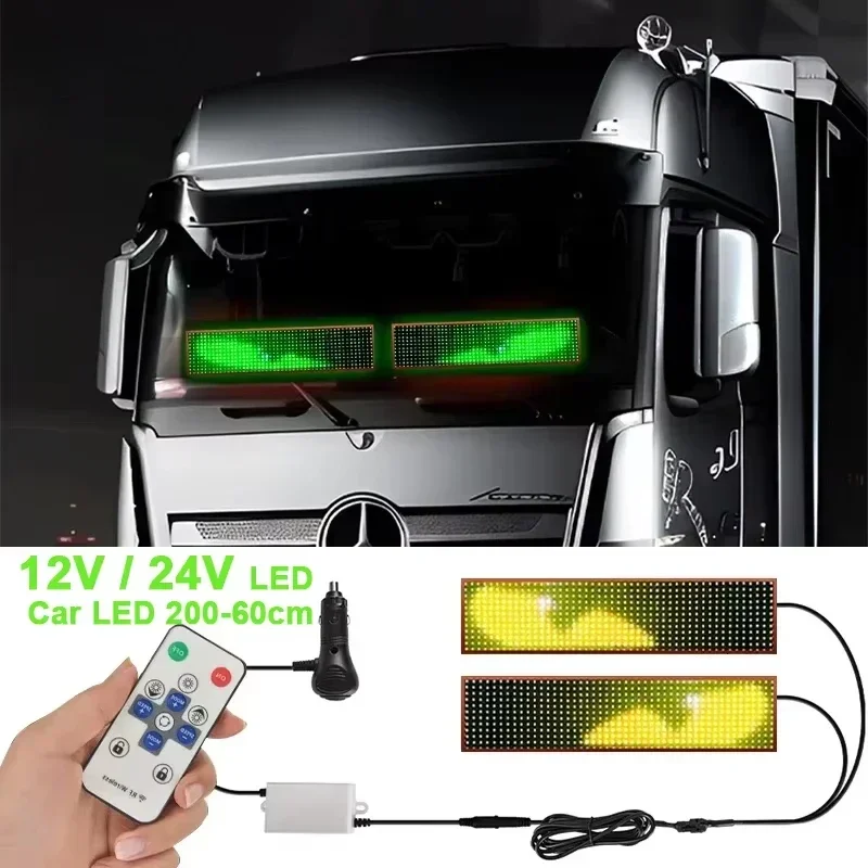 2 in 1 Large 24V LED Devil's Eye 200/150/120/80/70/60 cm Flexible Windshield Lamps 12V Car Interior Atmosphere Light Accessories