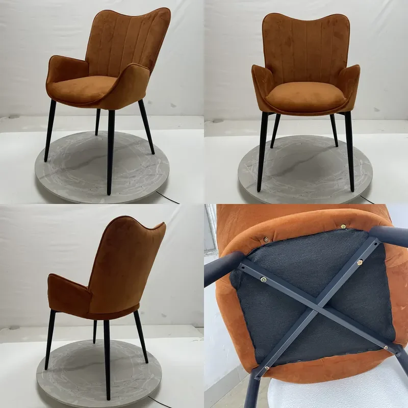 Light Luxury Restaurant Chairs for Home Dining with Lint Cloth Seats Disassemblable Backrests Armrests Leisure Chairs