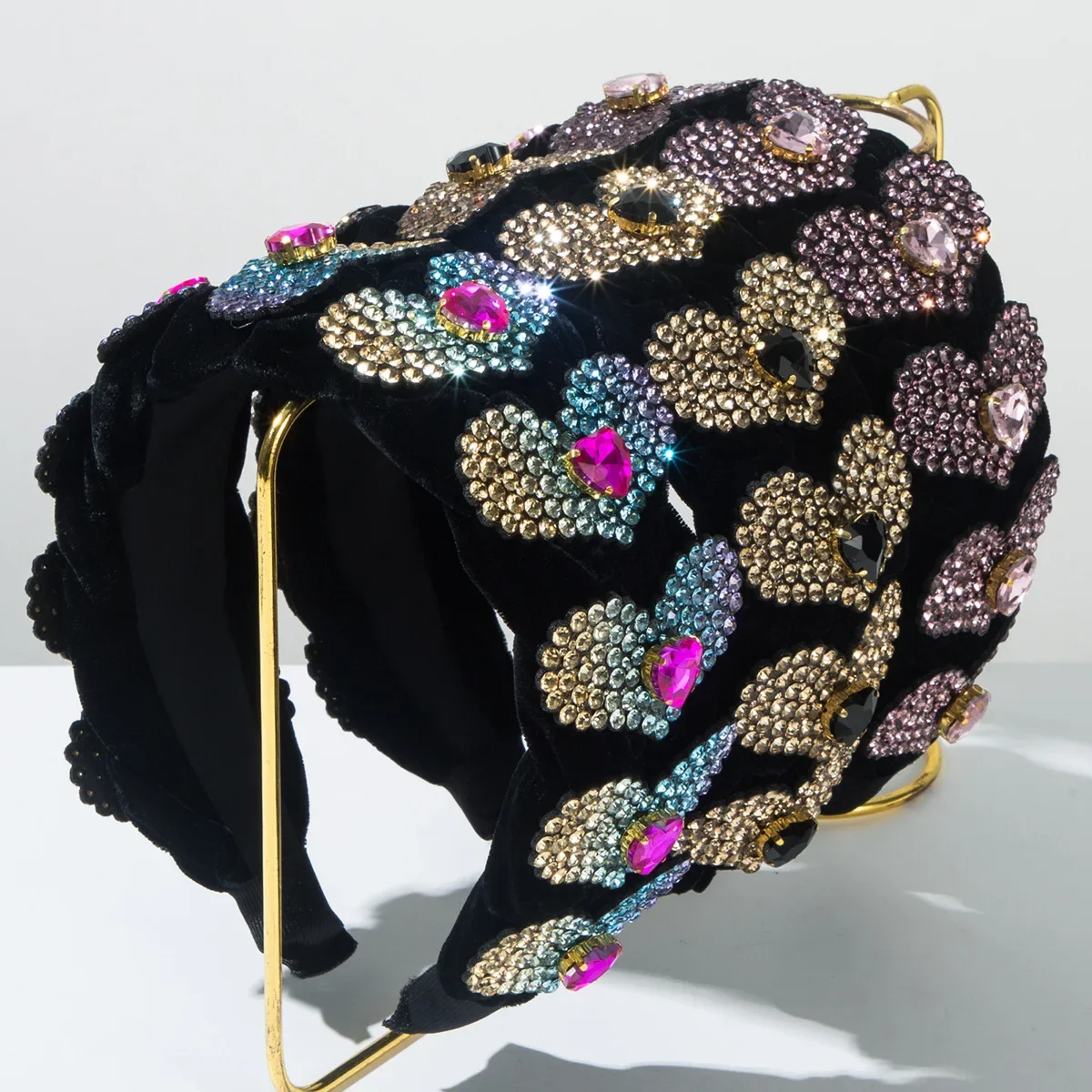 

New Valentine's Day Baroque Flannel Woven Full of Diamonds Love Headband Elegant and Fashionable Hair Accessories