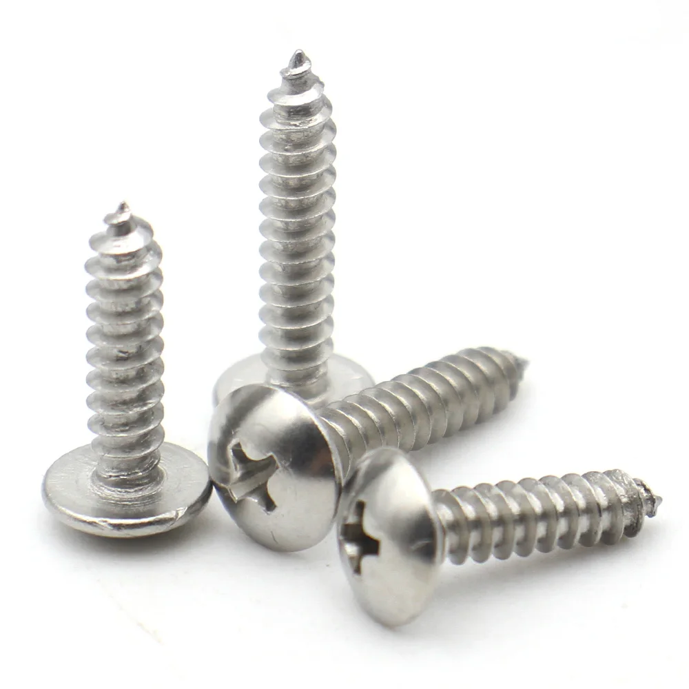 20-5pcs M3 M4 M5 M6 304 Stainless Steel Self-Tapping Wood Screws Cross Phillips Round Head Truss Mushroom Drive Screws Furniture