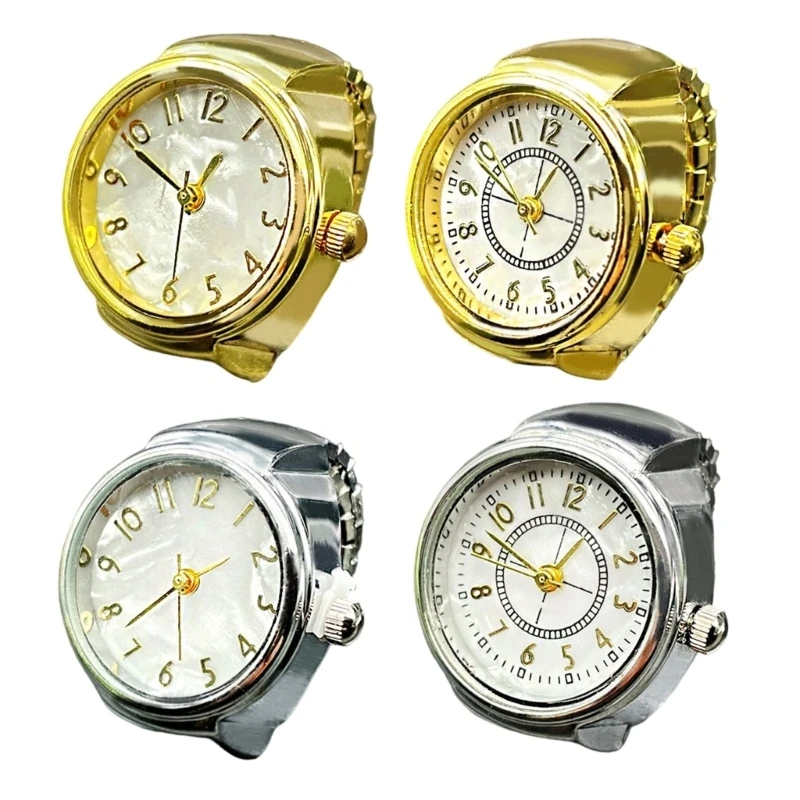 HXBF Compact Finger Watch Ring with Analog and Metallic Finish, Jewelry Timepiece for Outfit Styling and Daily Use