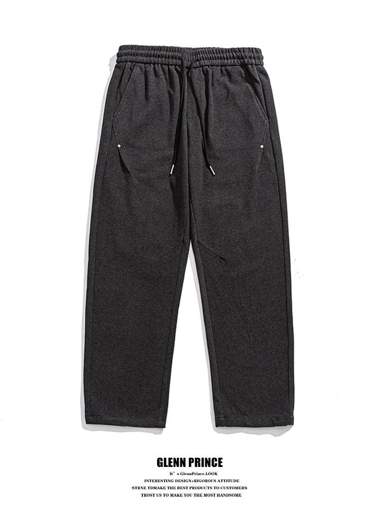 

Мужские повседневные брюки GPstudio: плотные, свободные, в стиле ретро, спортивные, из шерсти, с заклепками, модные, трендовые