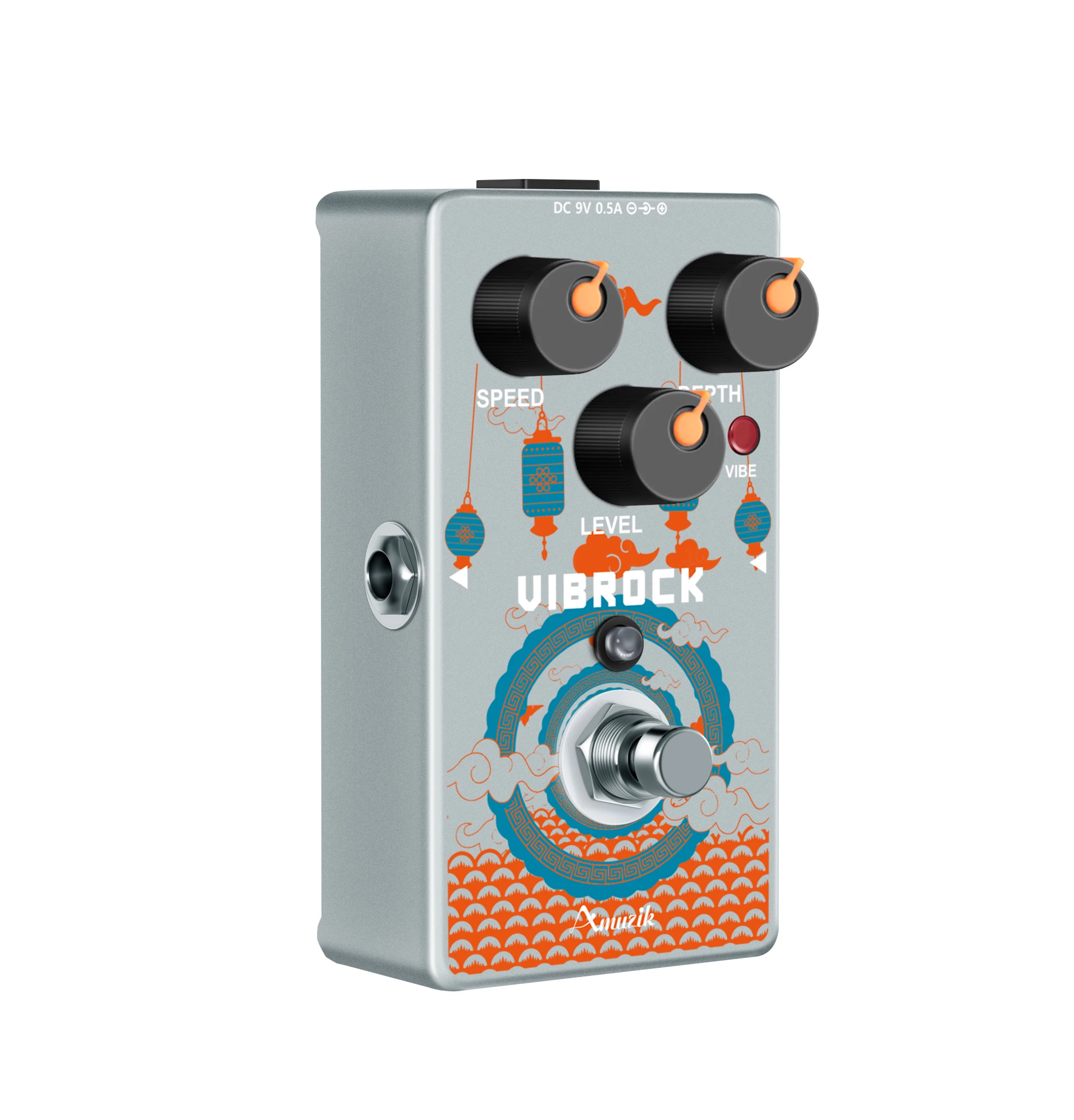 Amuzik-VIBROCK Electric Guitar Pedal, Chorus-Tremolo Monoblock Pedal, Full Size Modulation, True Bypass, RE-02