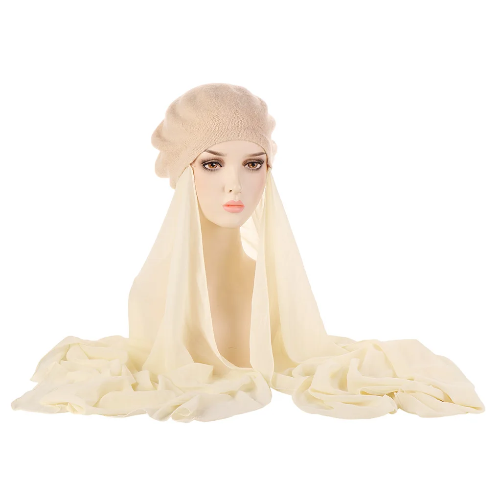 

Новая модная шапка-тюрбан, шарф, многоцветный берет, шифоновый шарф