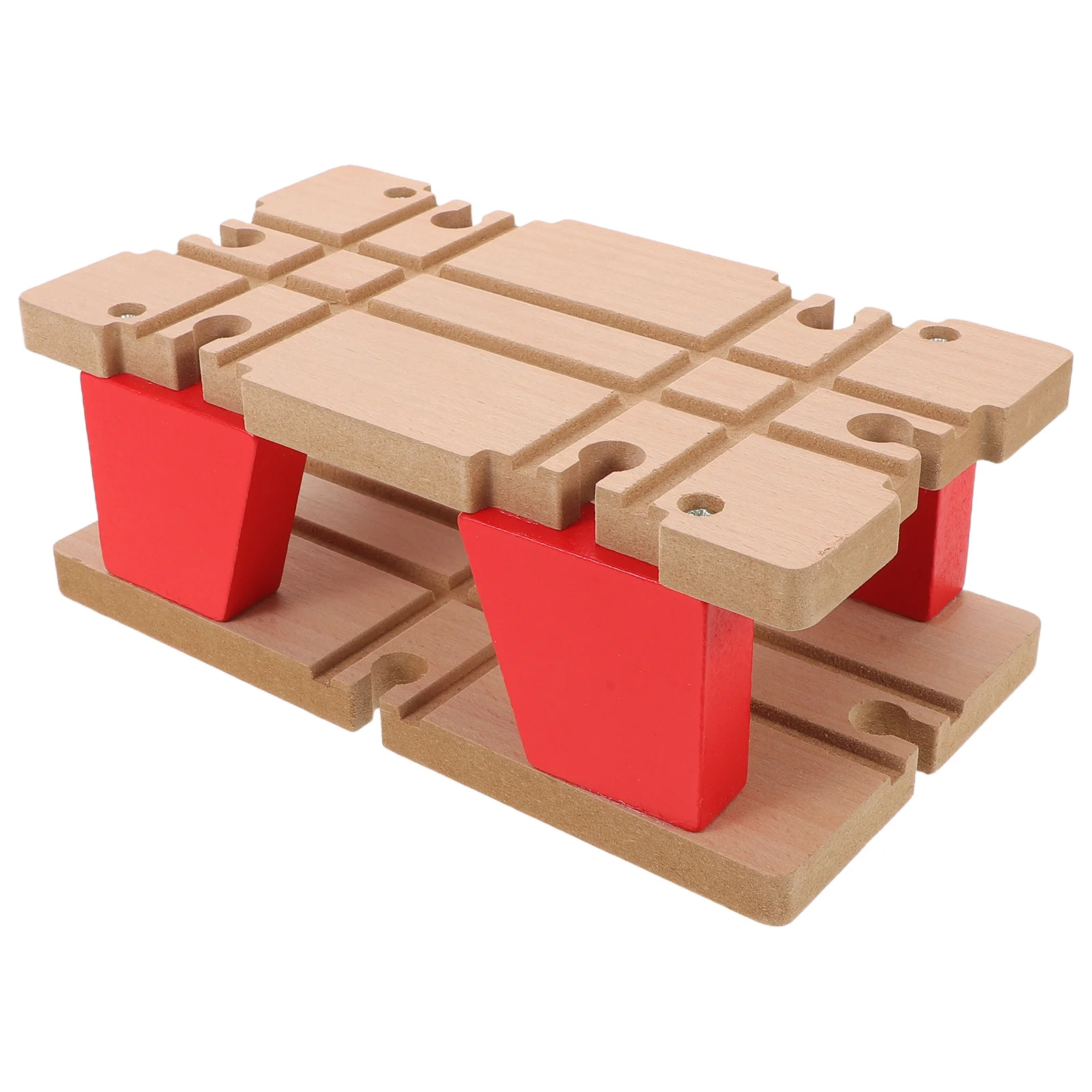 

Wooden Train Expansion Track Double Layer Multi-Directional Switch Railway Connector Adapter for Table Activities Games Kids