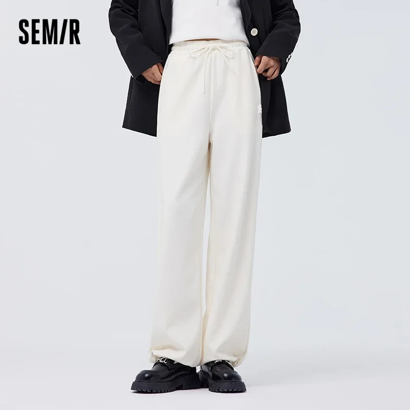 Semir 2024 Casual Pants Women Sportswear Pants Solid Color Casual Pant Versatile Spring New Print Drawcord Wide Leg Pants