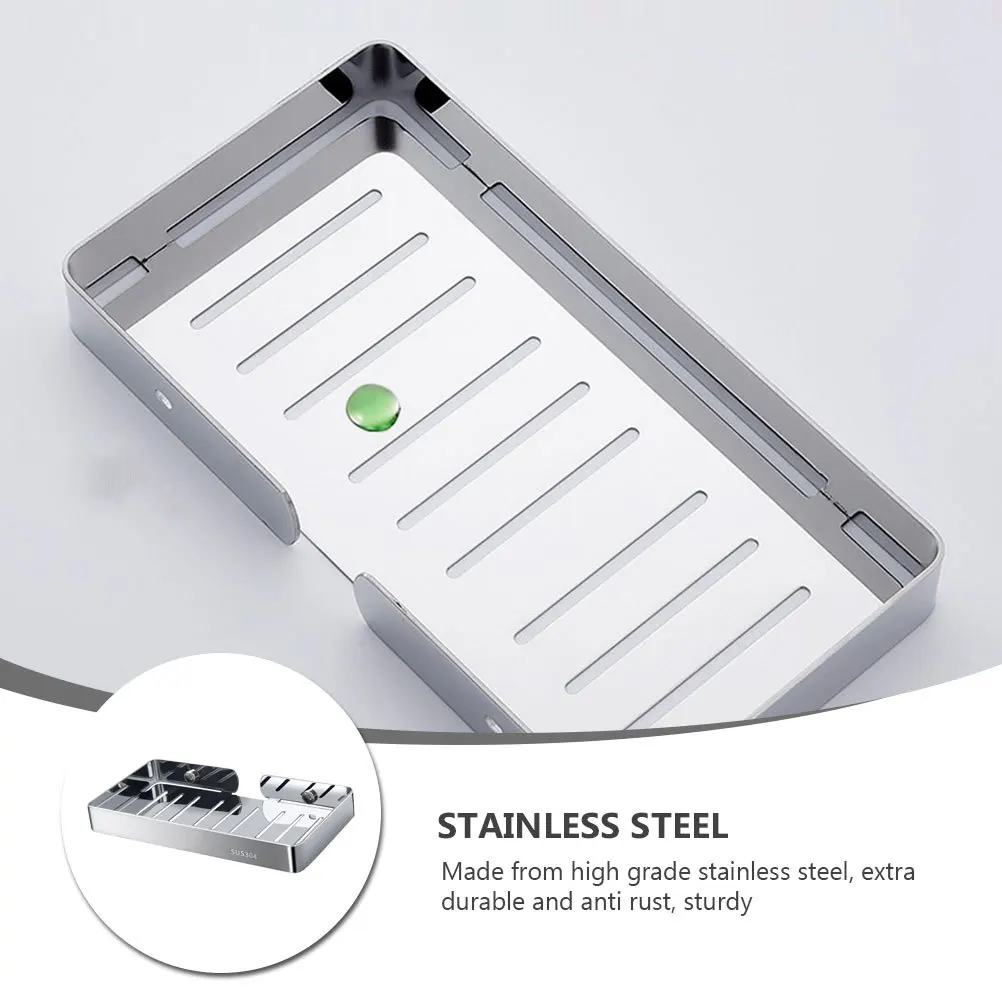 

Stainless Steel Soap Box No Punching Wall Mounted Holder Draining Design Rust Proof Bathroom Organizer Smooth Heavy Duty Soap