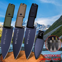 WPKOPYA USA 440c Outdoor Survival Knife + Black Knife Sheath, Hunting Knife, Camping Knife, 3 Different Handle Colors Available