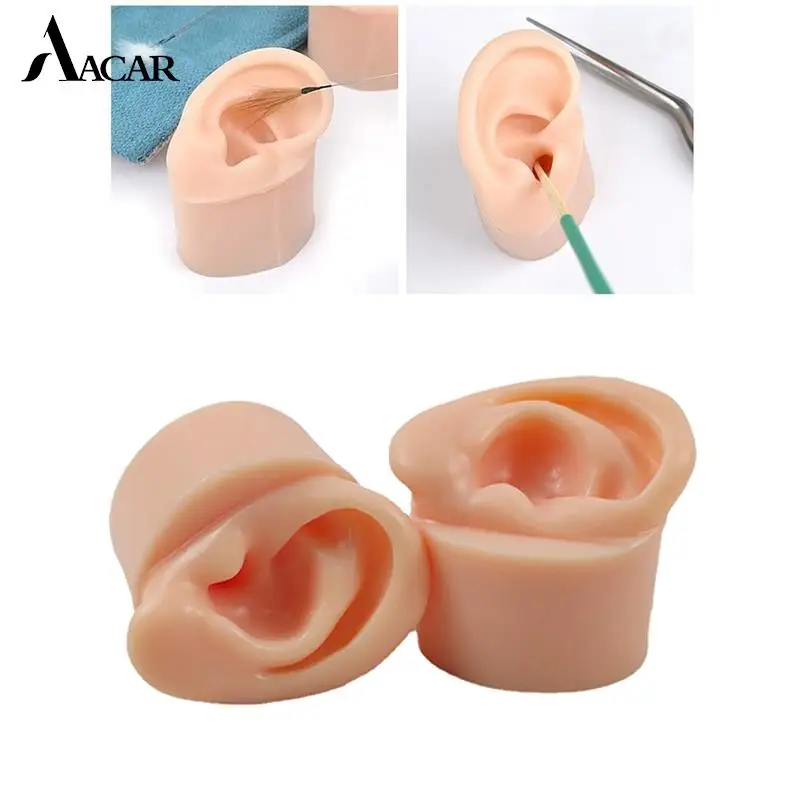 1PC Fake Ear Realistic Soft Silicone Ear Model Deep Canal Delicate Texture With Base Training Teaching Instruction Display Props