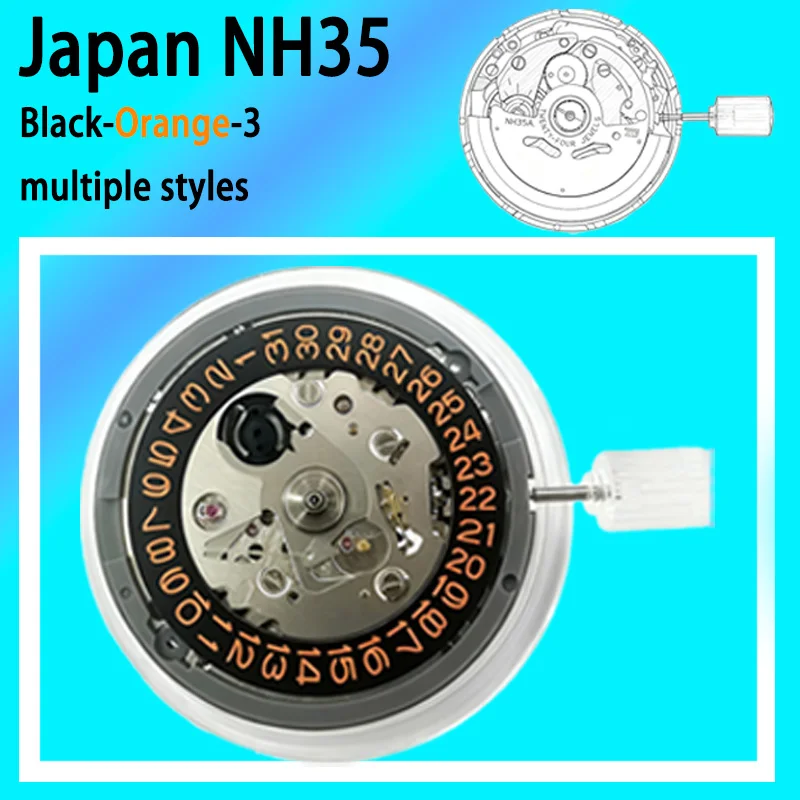 nh35-modding-movement-24-jewels-bi-directional-winding-30-crown-watch-mod-part21600-vph-black-calendar-with-orange-font