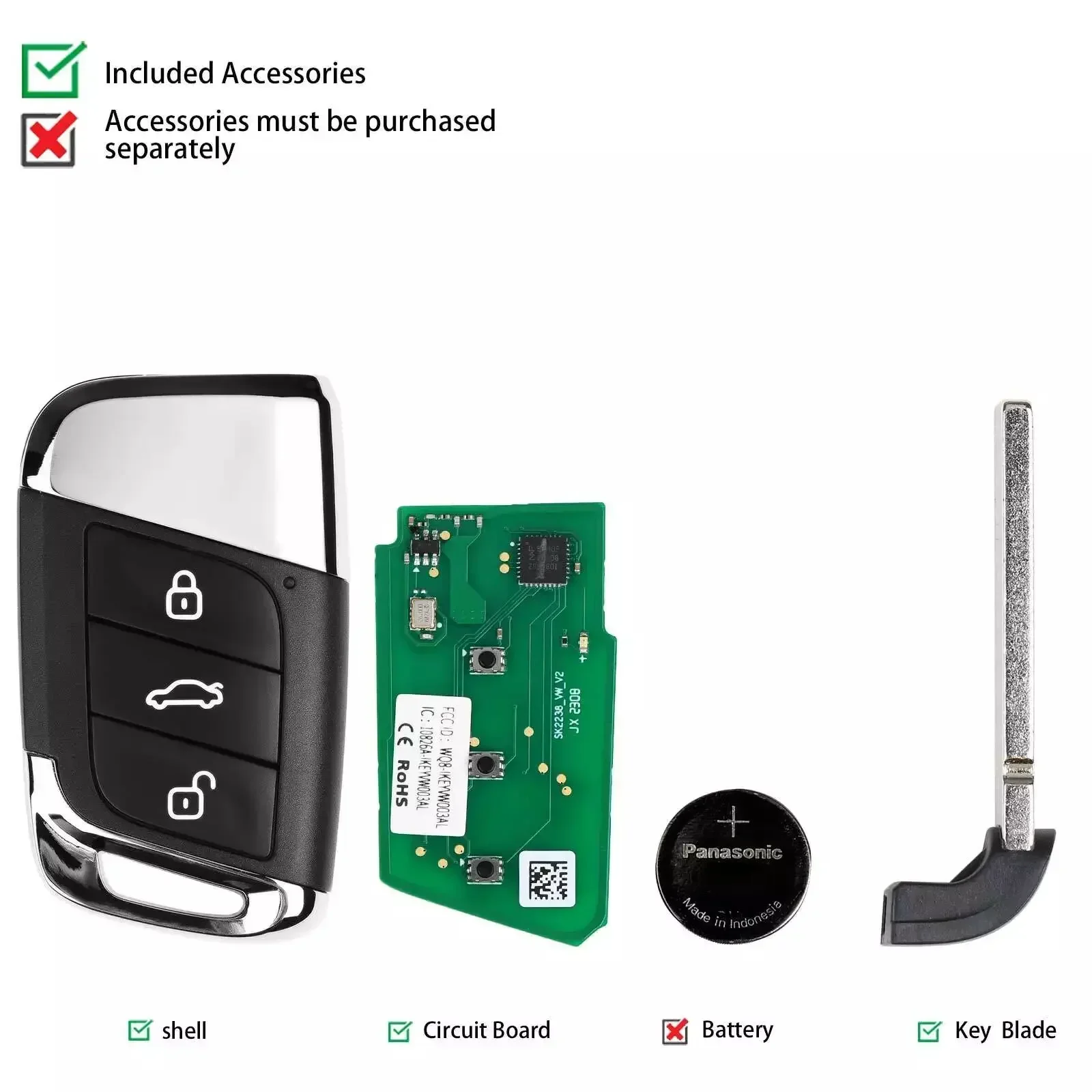 AUTEL Universal Smart Key 3 Buttons IKEYVW003AL 315/433 MHz Work for KM100E