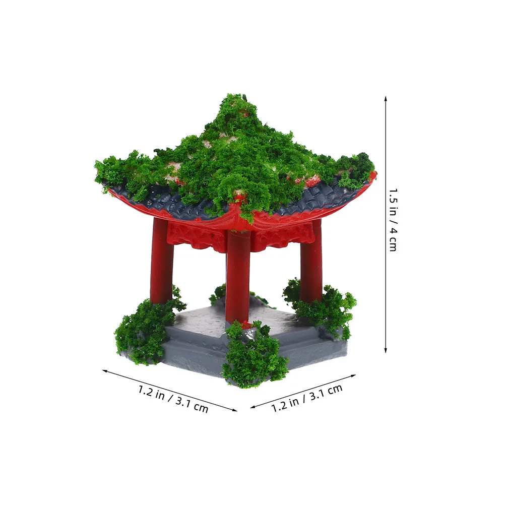 2Pcs Miniature Pavilion Decoration Realistic Resin Micro Landscape Ornament Zen Garden Bonsai Home Office Decor