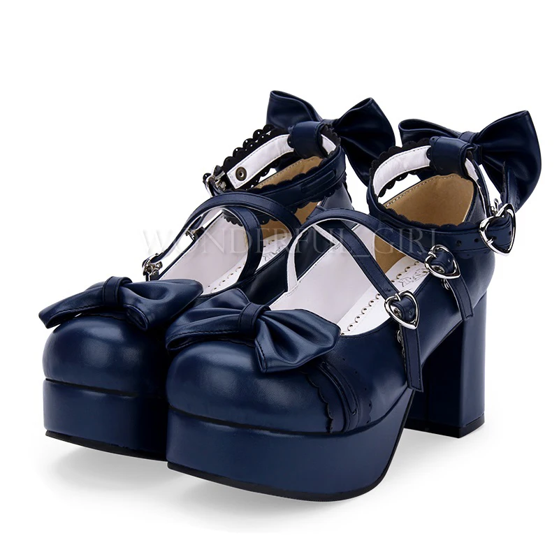 Nuove scarpe Lolita in stile giapponese scarpe Cosplay Anime scarpe da principessa per ragazze scarpe da donna con tacchi alti di Halloween Bowknot