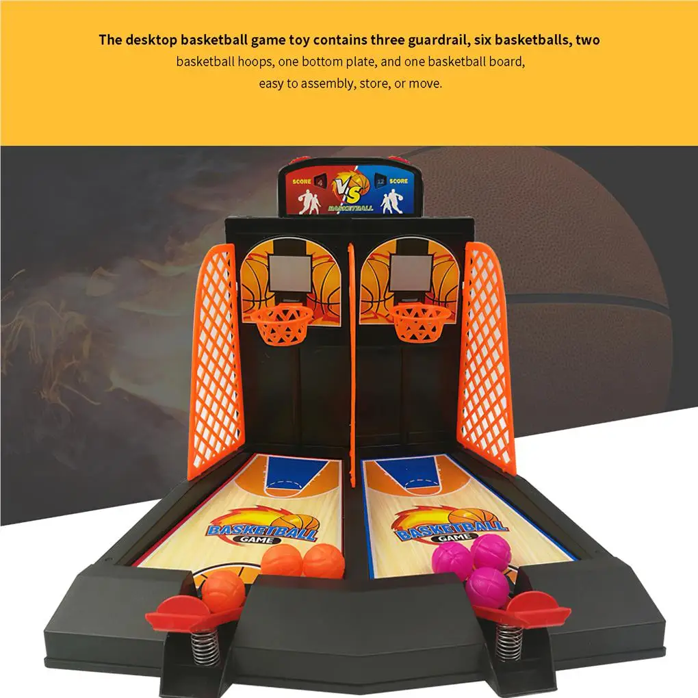 Juego de baloncesto de escritorio, juguetes, mesa de 2 jugadores, juegos de Arcade, expulsión de dedos, cancha de baloncesto, tiro emulacional inteligente