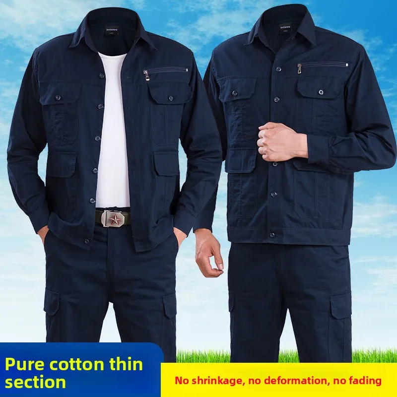 Work Clothes Set Men's Wear-resistant Dirt-resistant Workshop Labor Insurance Clothes Anti-scalding Electric Welding Clothes