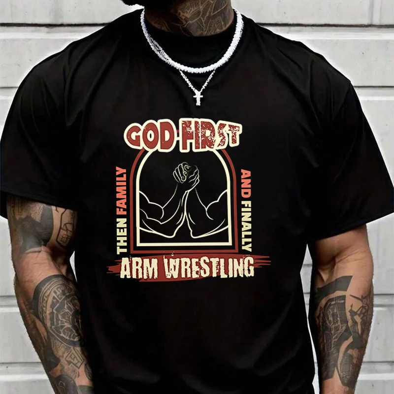 

God Family And Wrestling Men's Fashion T-shirt Casual Trendy Tshirts For Summer Short Sleeve Comfortable Tops