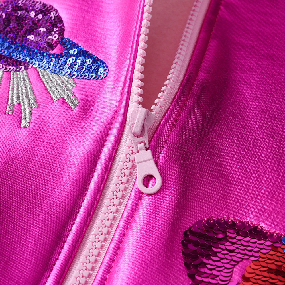DXTON New Girls Jackets Coat Winter Children Zipper Jackets Planet Sequin Cool Autumn Winter Toddlers Cardigan Outerwear 3-12Y