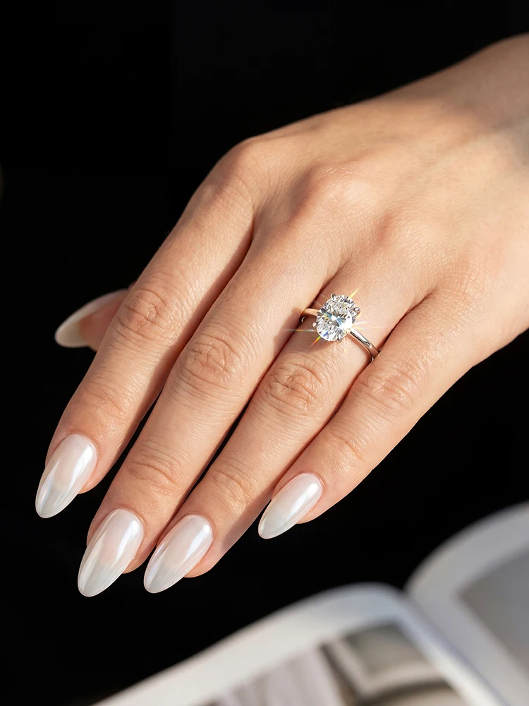 1-2 Carat Brilliant Oval Moissanite Diamond Engagement Wedding Rings for Women 925 Sterling Silver Fine Jewelry view 2