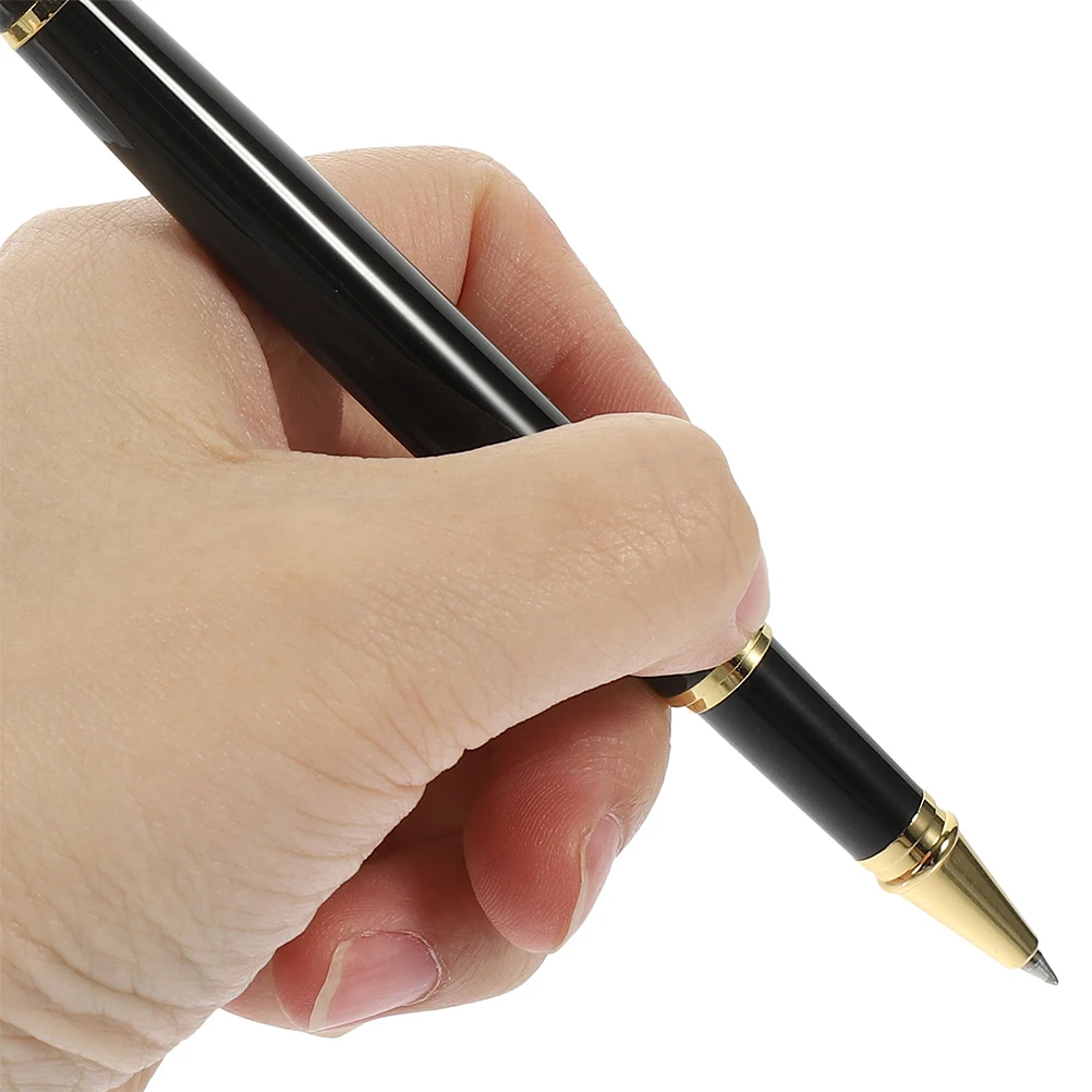 

2pcs Signature Pen Stainless Steel Black Ink Smooth Writing Office Desk Reception Counter Business Signing Pens For Bank Hotel