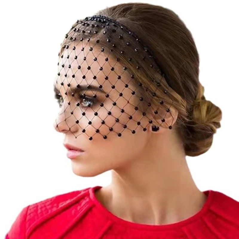 DIY Beaded Veil Netting Applique Fascinator Headpiece for Fascinators Hat Elegant Netting Veil Applique Dress Shawl