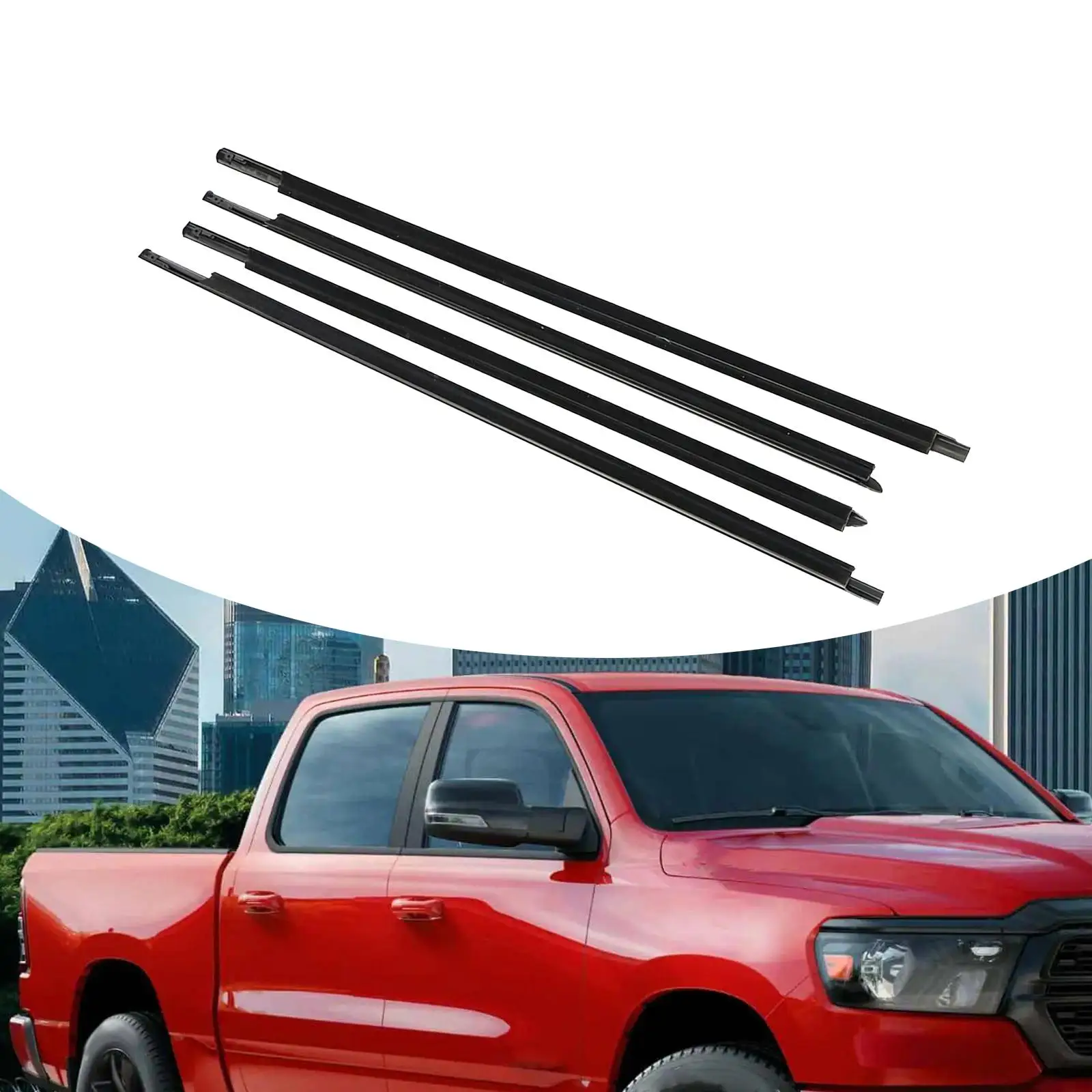 

4x Weatherstrip Window Seal 55372139AH Car Parts Door Window Weatherstrip for RAM 3500 4500 5500 1500 2500 2009-2021
