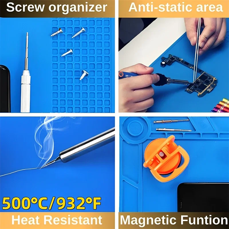 Silicone Soldering Mat ESD Antistatic Heat Insulation Motherboard Electronics Phone Repair Maintenance Working Platform Pad S160