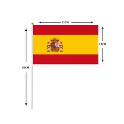 10 Pcs/lot Spain Hand Waving Flags 14x21cm Spain Flag Wholesale