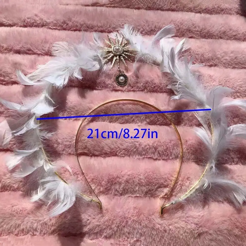 Moda Dea Piuma Fascia Stella Sole Ala d'angelo Cerchietto per capelli Copricapo a doppio strato Fasce per capelli Lolita Bambini