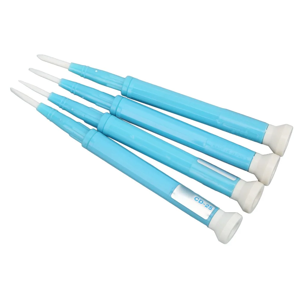 4PCS Slotted/Flat Head Ceramic Screwdriver Set Plastic Handle 1.3mm, 1.8mm, 2.0mm, 2.6mm Non-Conductive Adjusting Screwdriver