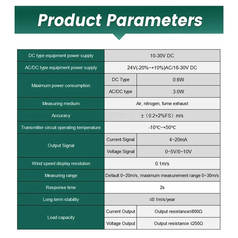 

M20K 0-30M/S Pipes Wind Speed Sensor 0-10V High Precision Plumbing Air Speed Volume Measuring Detector Transmitters Easy To Use
