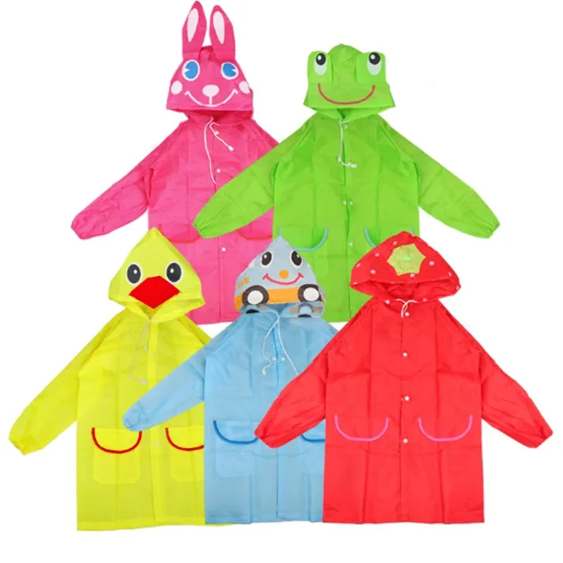 Kids Baby Raincoat Cartoon Animal Style Waterproof Rain Coat Rainwear Student Poncho thick fabric raincoat Coat Kids