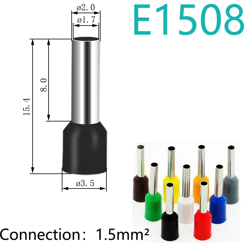 Cable de casquillos aislados, 100 piezas, 1,5mm ² ~ 50mm ², calibre de Terminal #16 ~ #1, conector de Cable, bloque de extremo de crimpado E1508