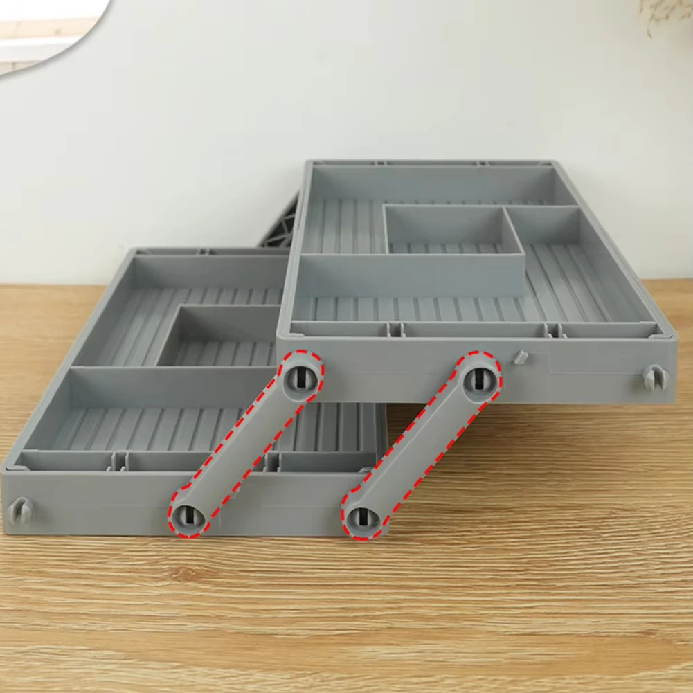 

2/3-уровневый складной ящик-органайзер, расширяемый многослойный органайзер, лоток, коробка для хранения ювелирных изделий и косметики, полка-органайзер