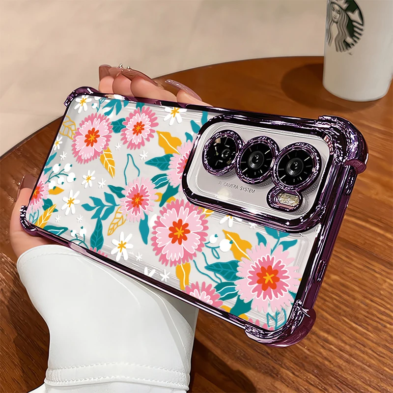 Funda de teléfono con estampado de flores coloridas para Infinix Spark 20C 10C 10 Pro Go 1 2 3 2024 2023 20, cubierta suave de silicona transparente