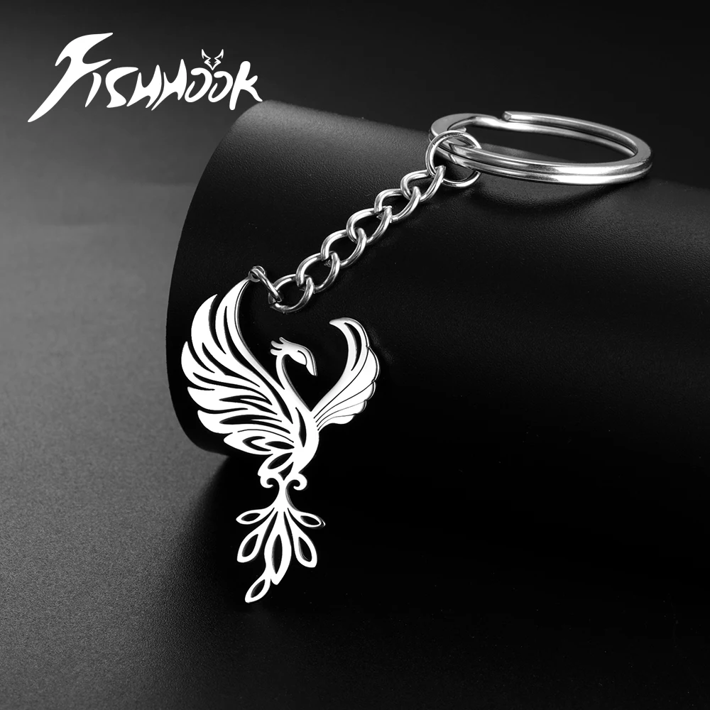 Phoenix Keychain for Woman Men Gift God Bird Supernatural Reborn Amulet Talisman Key Chain Ring Pendant Stainless Steel Jewelry