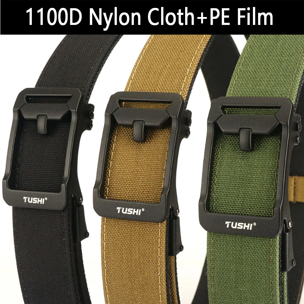 TUSHI-cinturón táctico de nailon auténtico para hombre y mujer, cinturón militar de liberación rápida para exteriores, accesorios de hebilla para