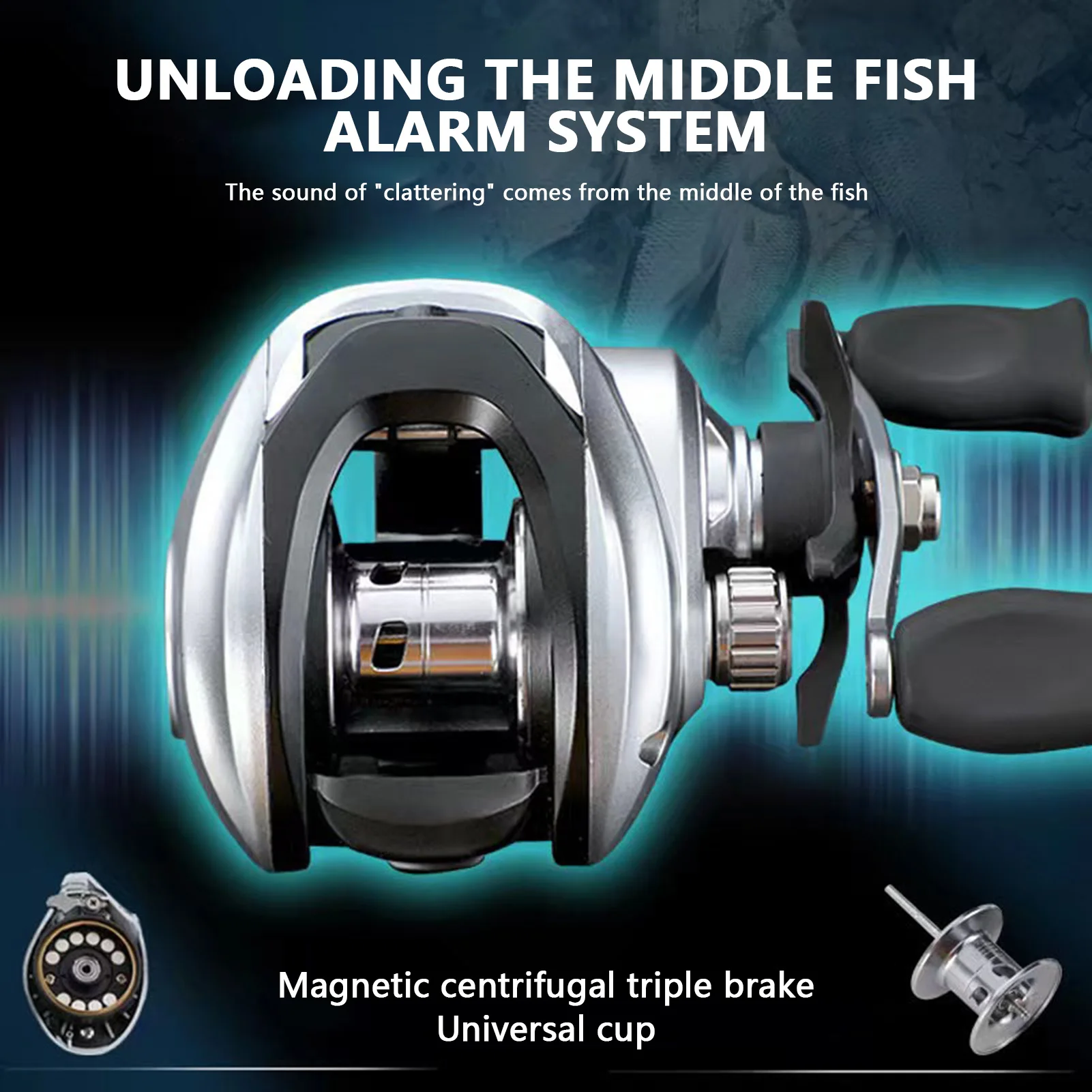 بكرة دوارة معدنية مضادة للخلف لقضيب صيد طويل المصبوب مع نظام سحب ناعم معدات صيد الأسماك في المياه المالحة والمياه العذبة