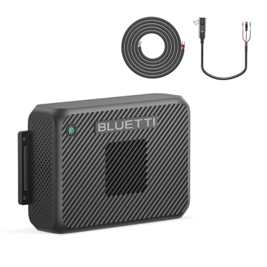

Portable Power Station Charger: 1200W Alternator DC-DC, Dual Input Car + Solar,Black, 13× Faster Charging, Emergency Jumpstarte