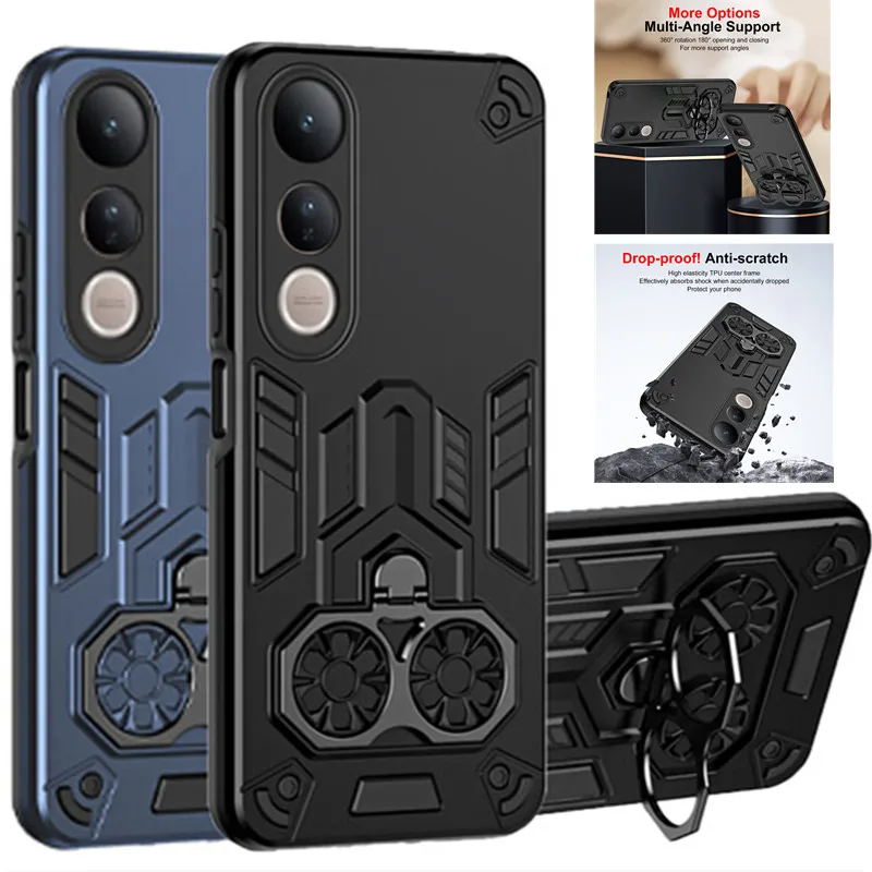 Case for Vivo V50 Lite 5G V50e Protective Cover Military Grade Shockproof Armor Metal Ring Kickstand Fundas Coque