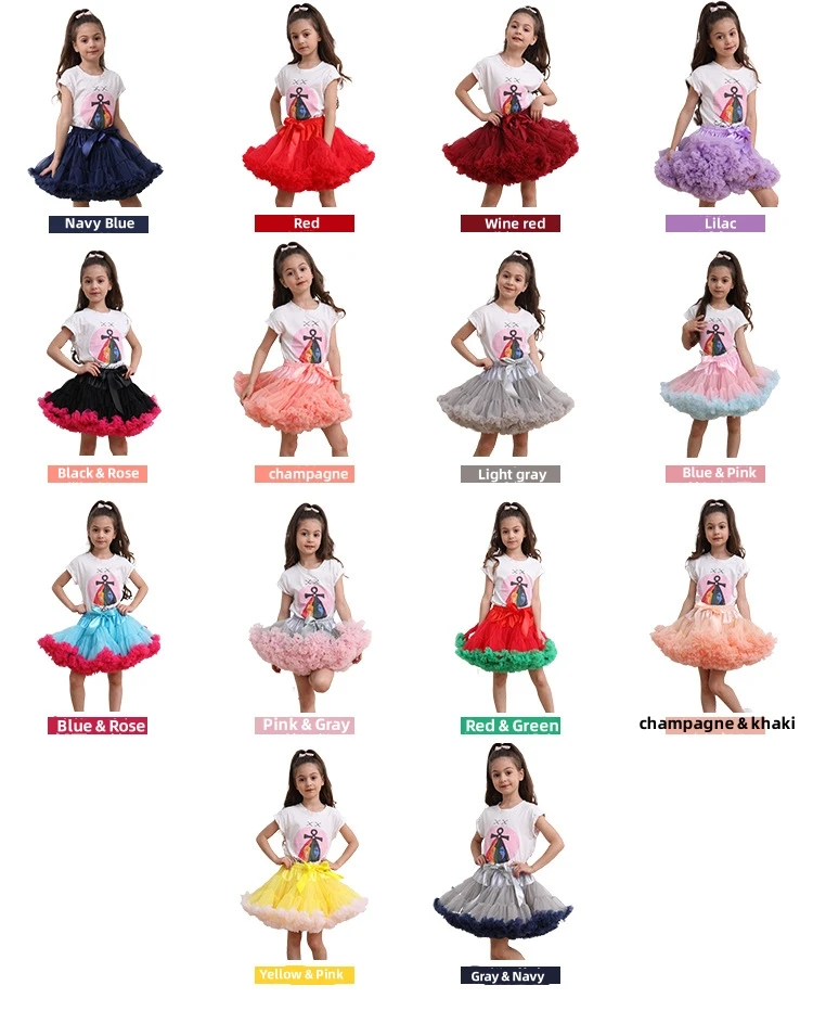 Rok Cosplay anak perempuan, rok dansa balet Tulle lapis, rok Tutu Puffy A-Line 2023, Rok dalam simpul kupu-kupu besar