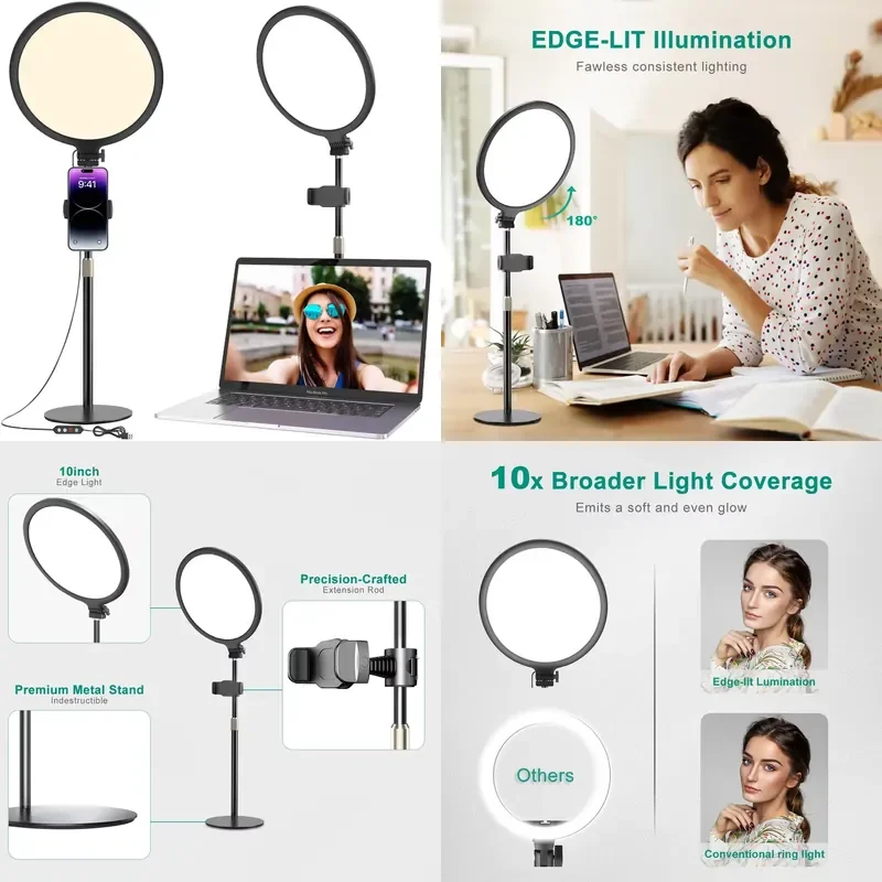 for 10-Inch Light Emitting Diode Video Lighting for Video Recording Dimmable Two-Color Soft Light for Streaming Products
