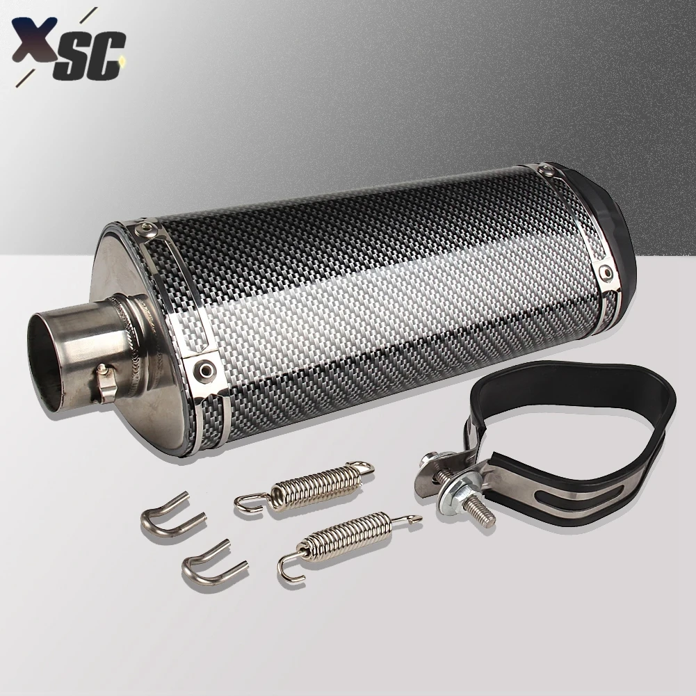 Motorcycle 38mm Exhaust Muffler Refires Carbon Fiber Quiet Exhaust Pipe Silencedr Back-end Universa 125cc-160cc Dirt Pit Bike